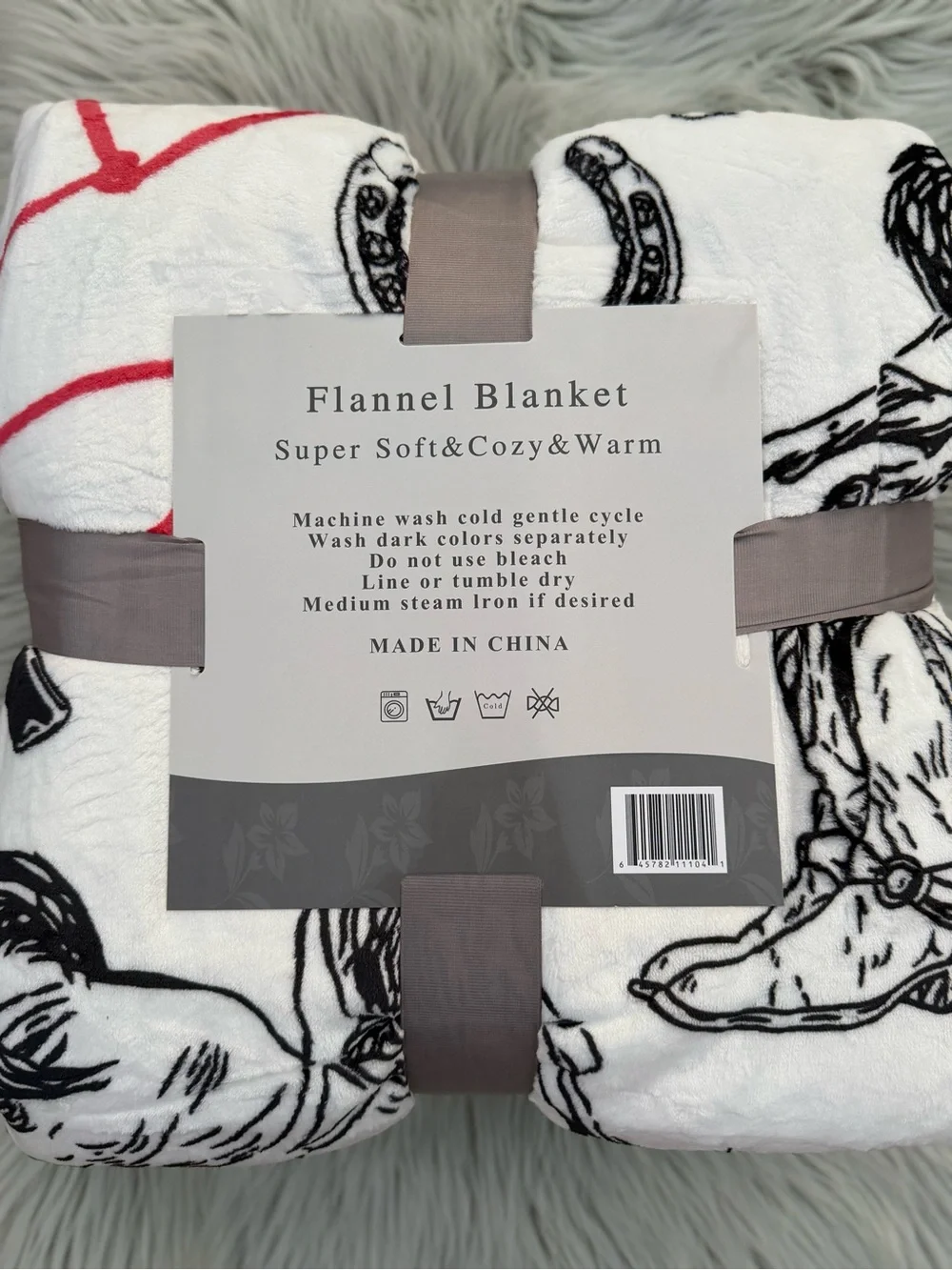 New king size flannel blanket super soft Western Cowboy white black red